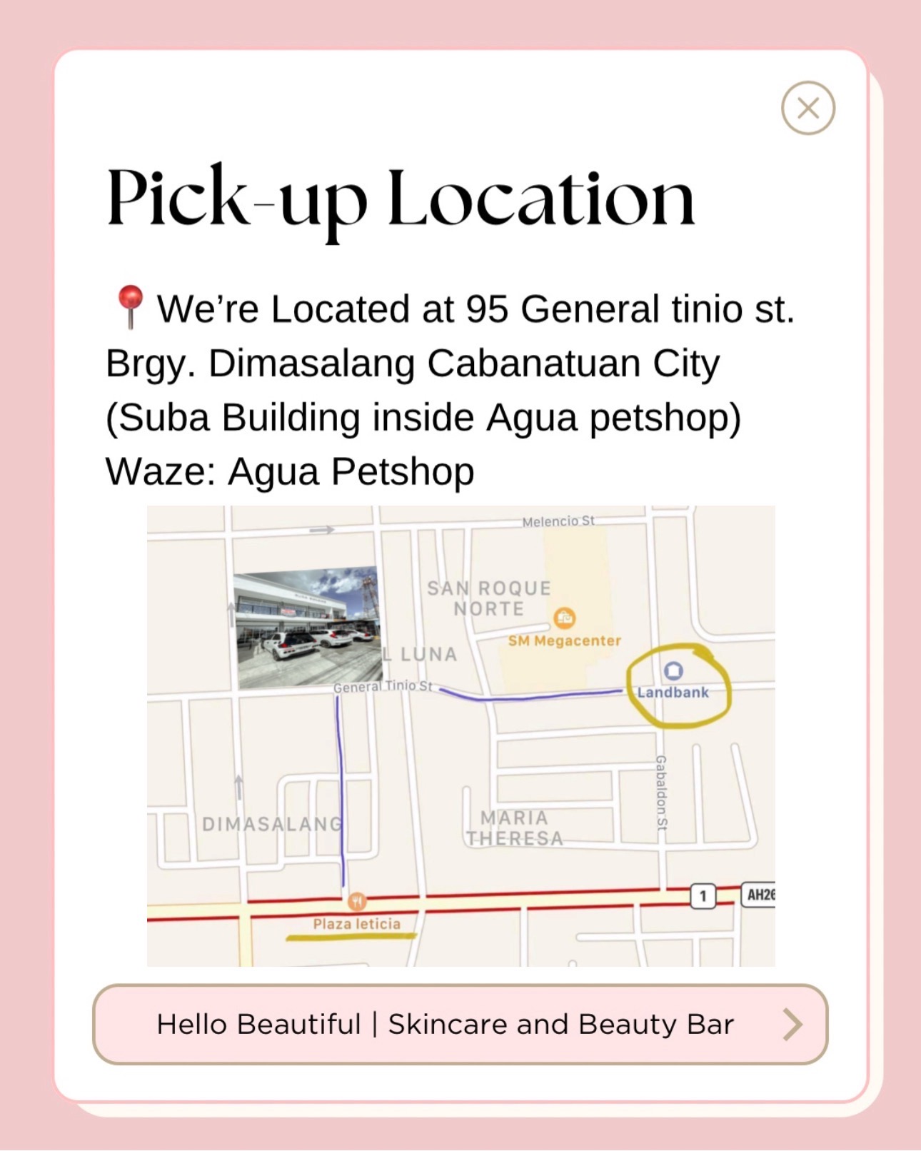 Hello Beautiful Pickup Location - Agua Petshop, Cabanatuan City
